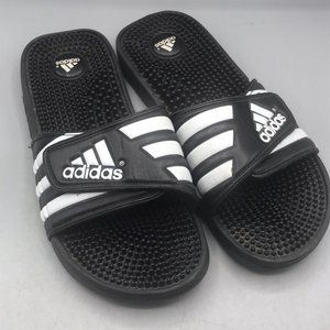 Adidas Adissage Men's Slides Core Black/Cloud White US 9 EUC Flops Sandals